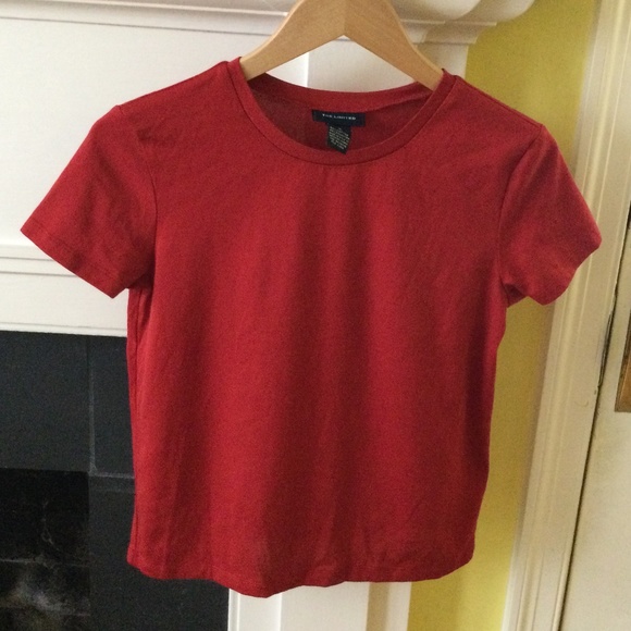 Vintage The Limited Short Sleeves Crew Neck Top Red w/ Sheen - Sz Small - Picture 7 of 11